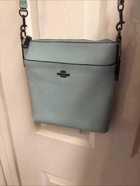 Coach Pebbled Leather Kitt Crossbody in Light Blue